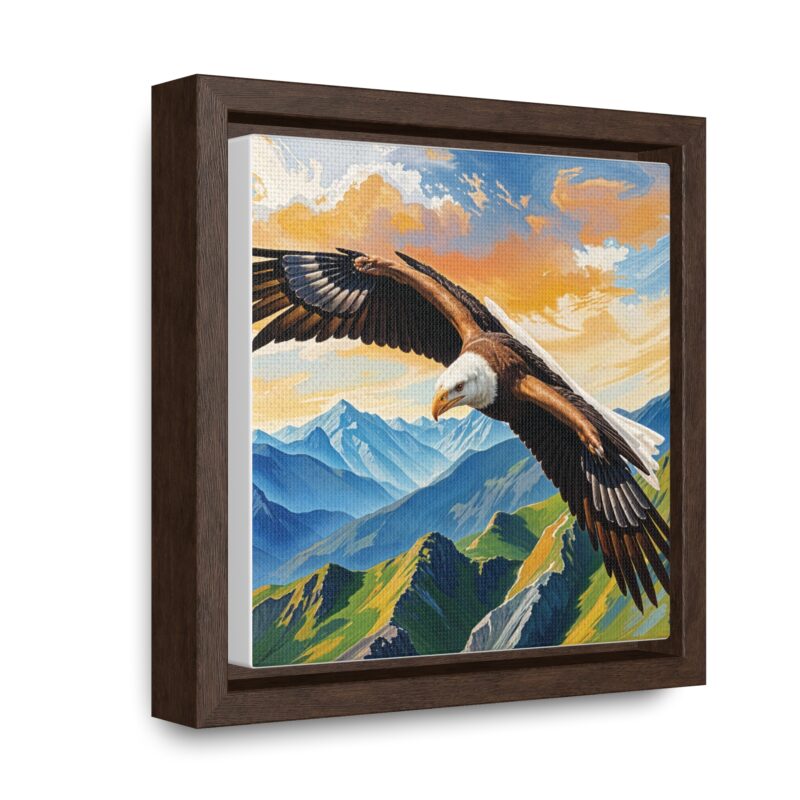 Canvas Wrap: Majestic Eagle in Flight Over Mountains - Image 10