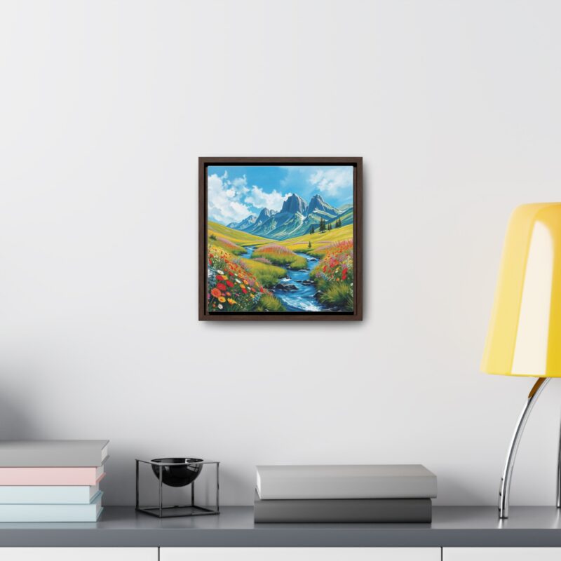 Canvas Wrap - Wildflower Meadow with Flowing Stream Square Frame Wall Art - Image 8