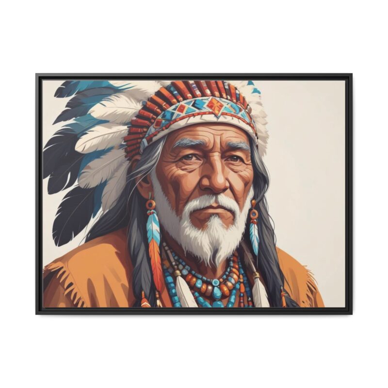 Matte Canvas, Framed elderly Native American man - Image 38