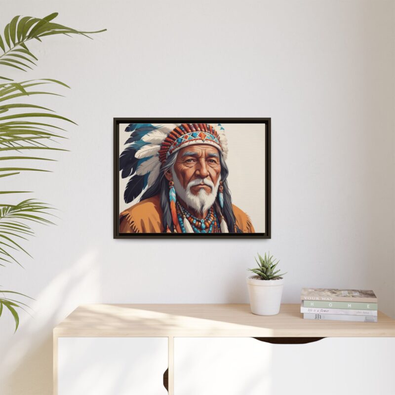 Matte Canvas, Framed elderly Native American man - Image 76