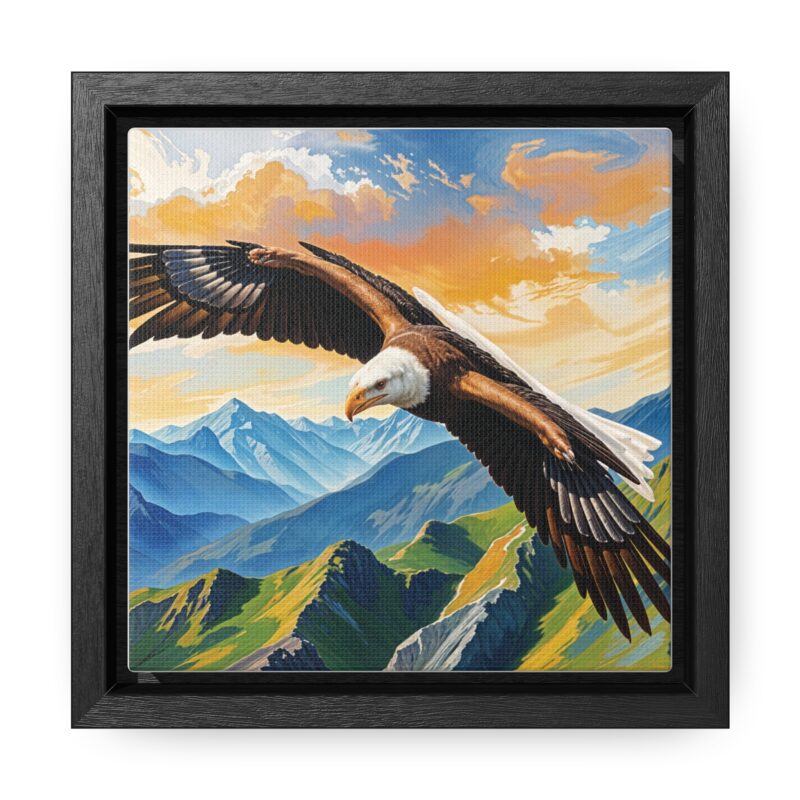 Canvas Wrap: Majestic Eagle in Flight Over Mountains - Image 5