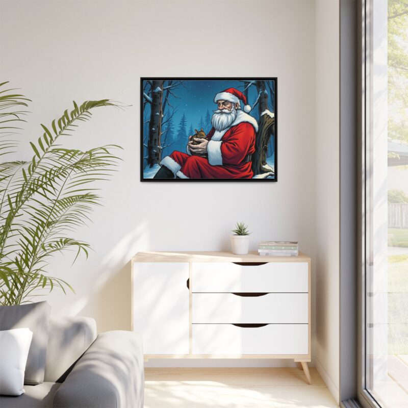 Canvas Art of Santa's Gentle Moment in the Snowy Woods - Image 40