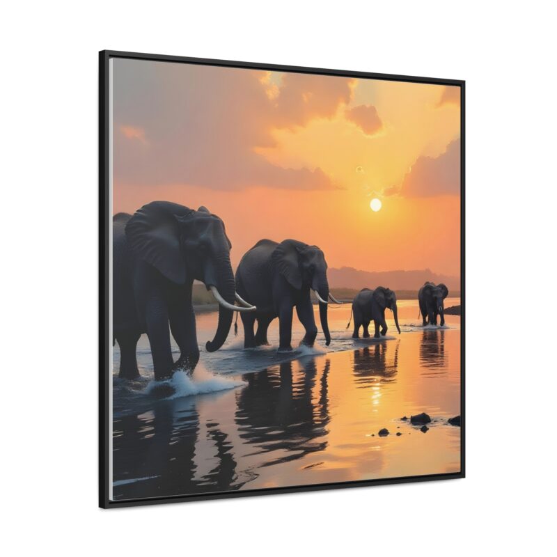 Canvas Wraps - Elephants Crossing a River at Dawn - Image 42
