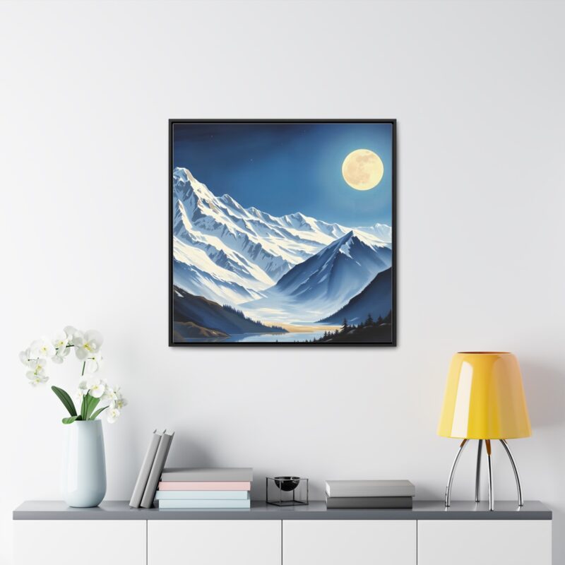 Canvas Wraps - Snow-Capped Mountains Under a Full Moon - Image 52