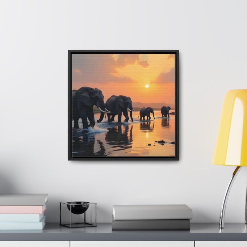 Canvas Wraps - Elephants Crossing a River at Dawn - Image 20