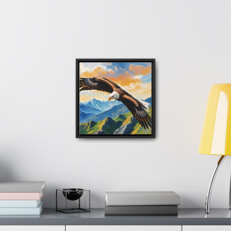 Canvas Wrap: Majestic Eagle in Flight Over Mountains - Image 24