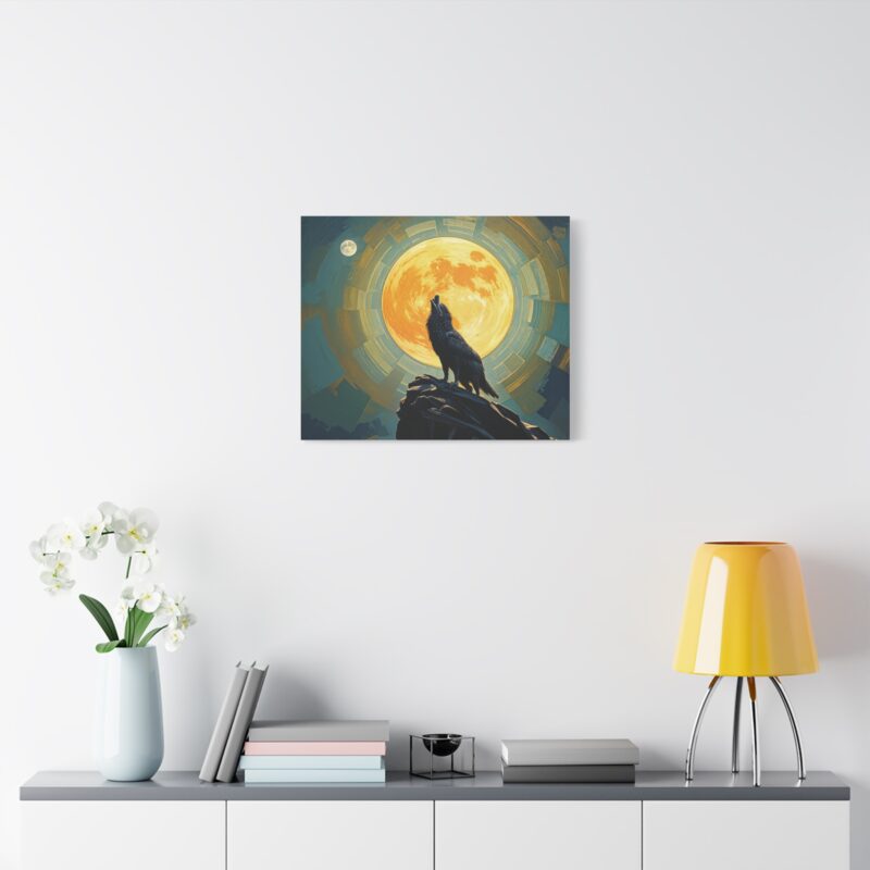 Wolf Howling at the Full Moon Canvas Print Wall Art - Image 23