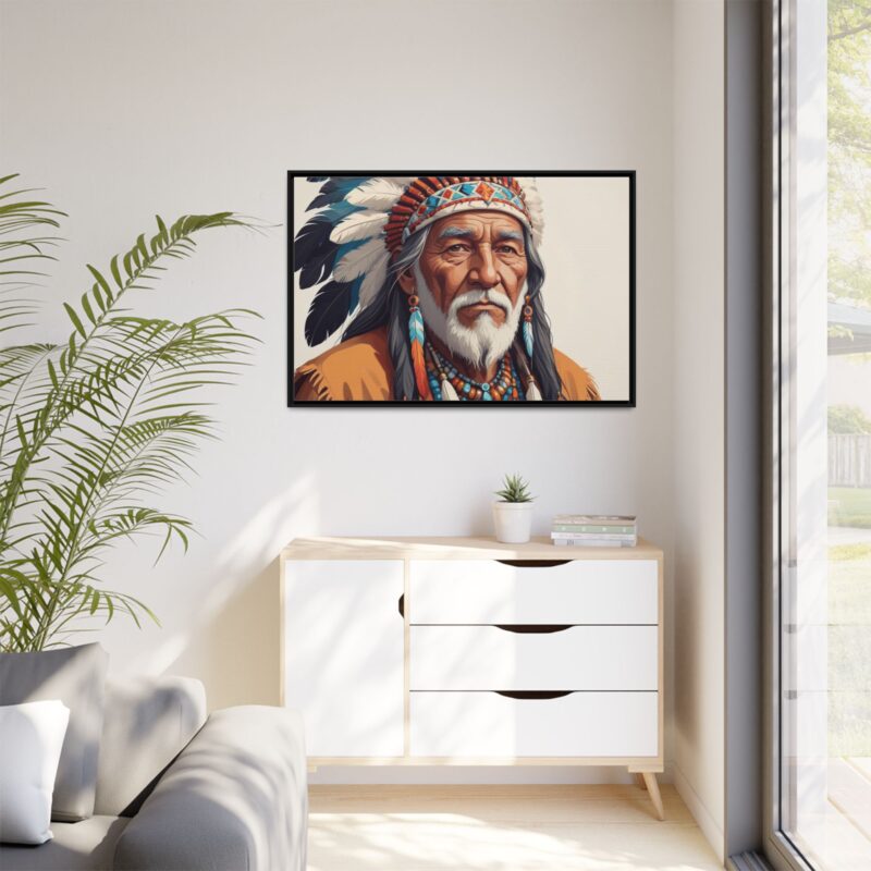 Matte Canvas, Framed elderly Native American man - Image 4