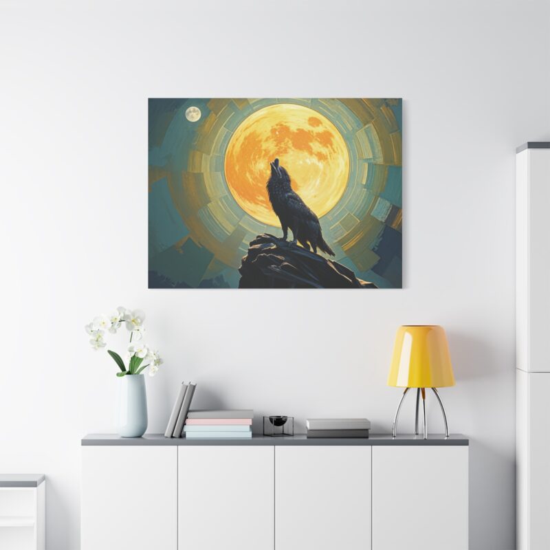 Wolf Howling at the Full Moon Canvas Print Wall Art - Image 63