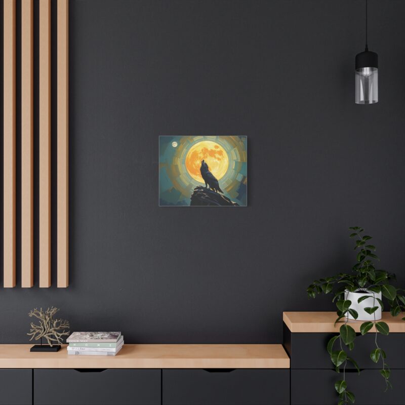 Wolf Howling at the Full Moon Canvas Print Wall Art - Image 12