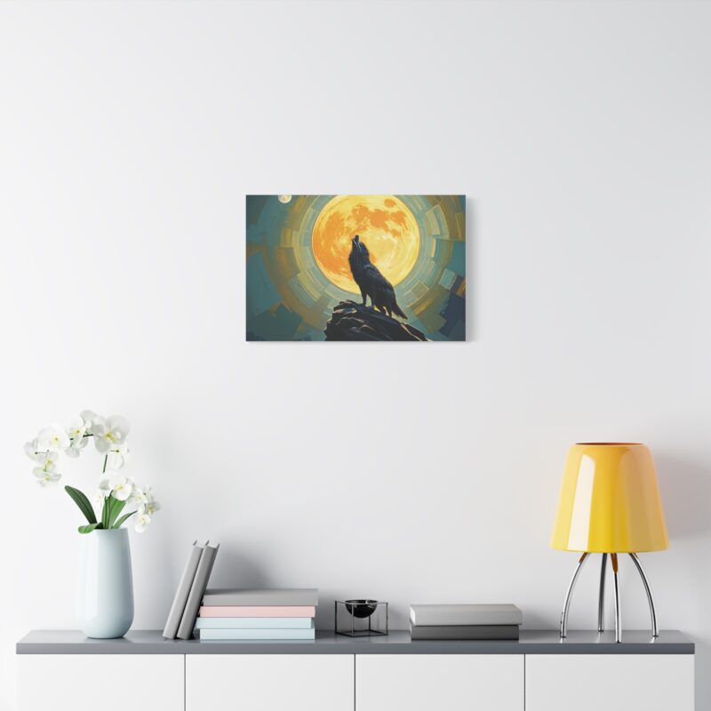 Wolf Howling at the Full Moon Canvas Print Wall Art - Image 15