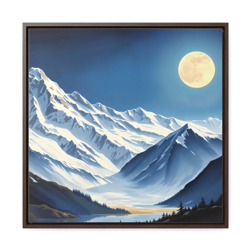 Canvas Wraps - Snow-Capped Mountains Under a Full Moon - Image 29