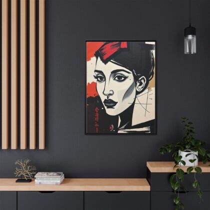 Wall Art Print of A black and white abstract portrait of a woman's face