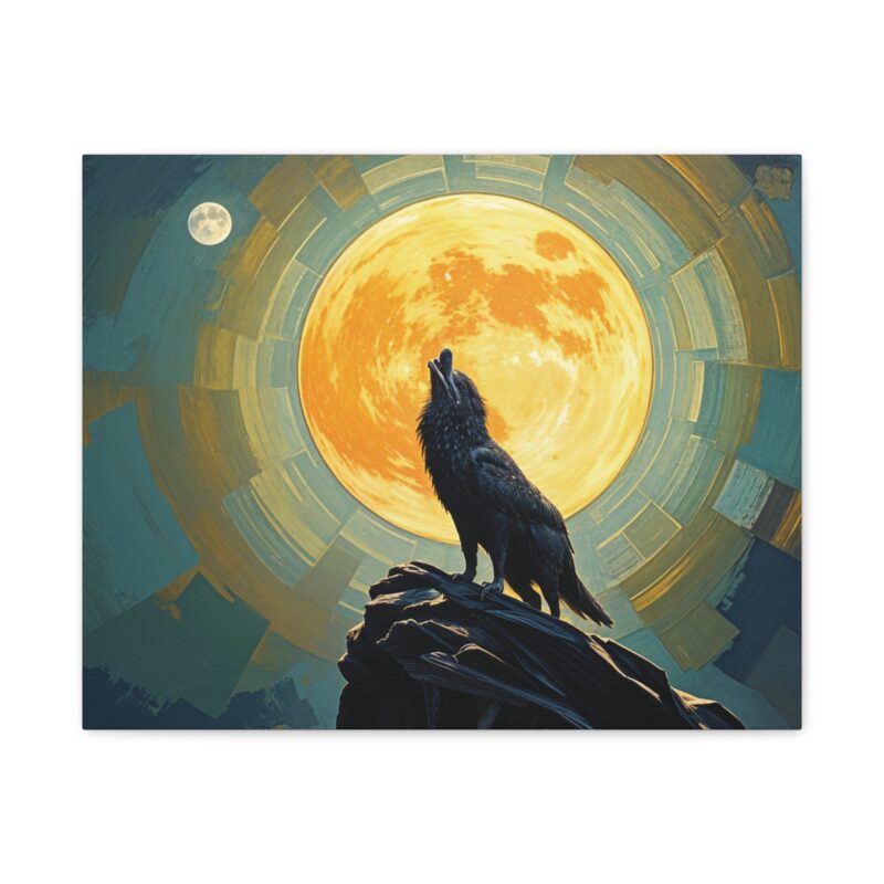 Wolf Howling at the Full Moon Canvas Print Wall Art - Image 9