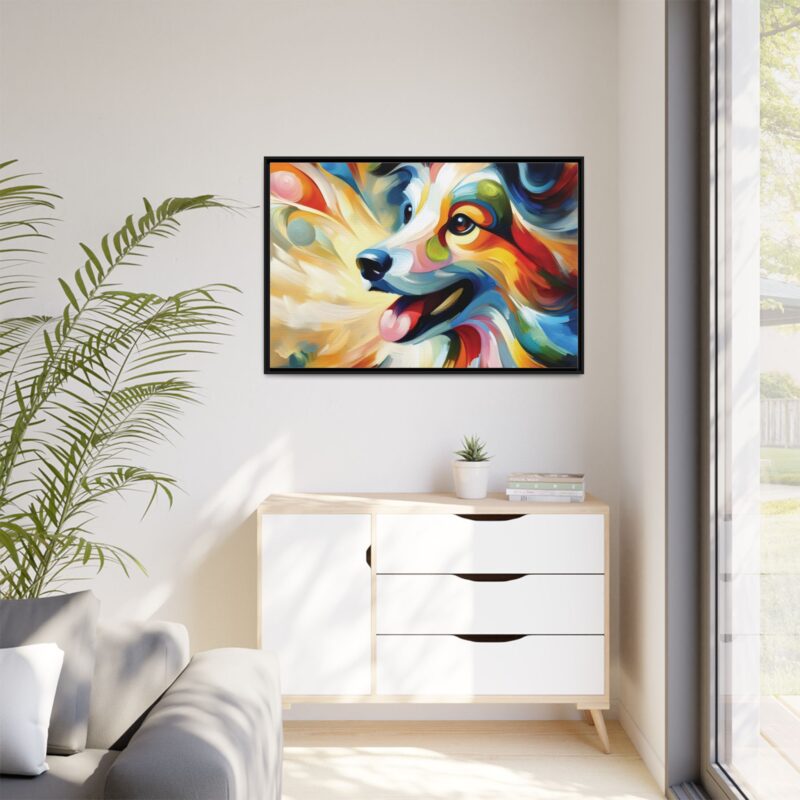 Matte Canvas, Framed Colorful Abstract Dog Canvas Art for Modern Wall Decor - Image 3