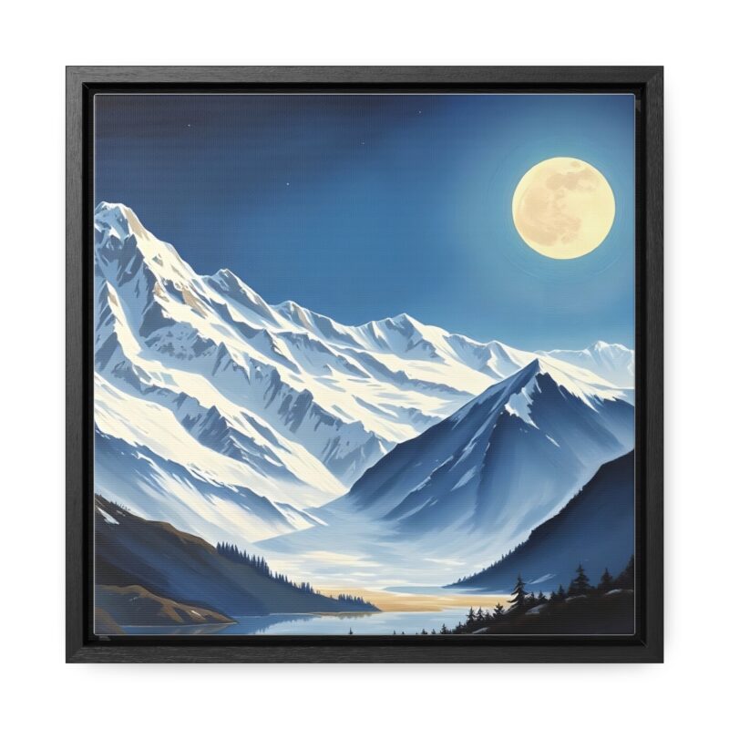 Canvas Wraps - Snow-Capped Mountains Under a Full Moon - Image 9