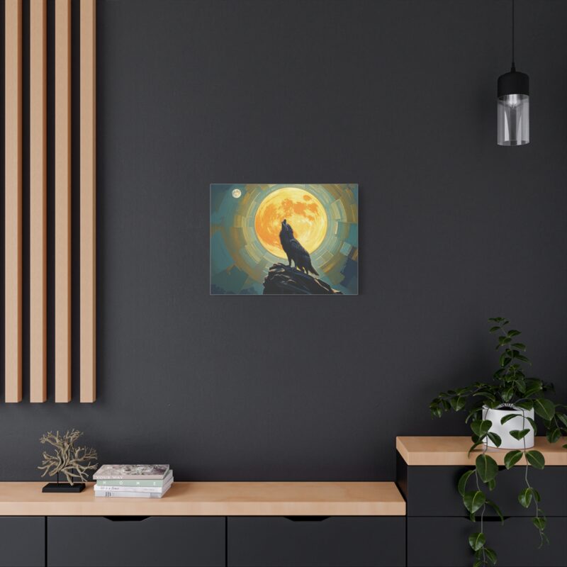 Wolf Howling at the Full Moon Canvas Print Wall Art - Image 20