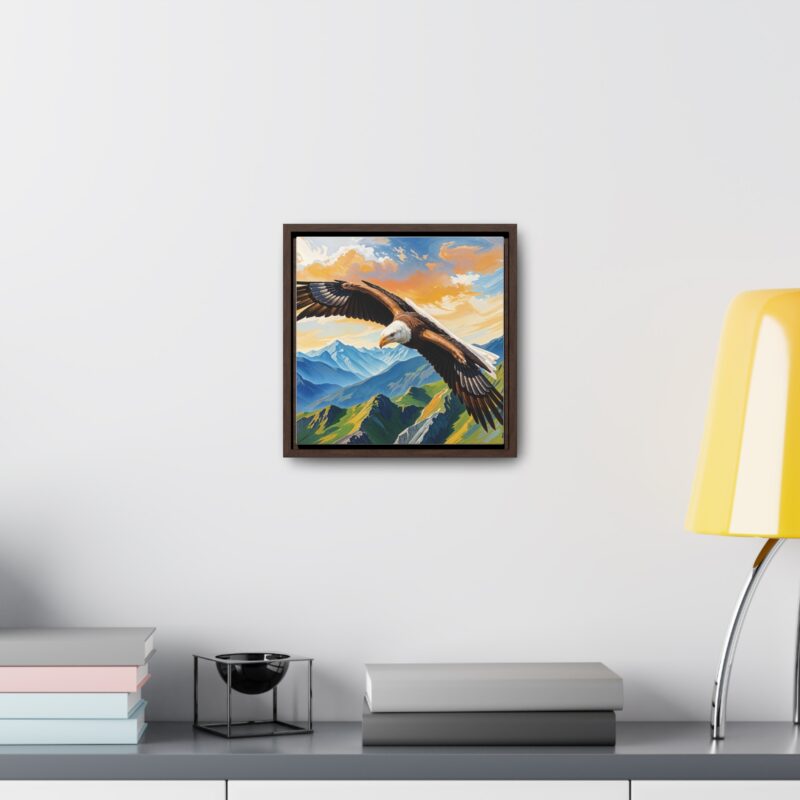 Canvas Wrap: Majestic Eagle in Flight Over Mountains - Image 20