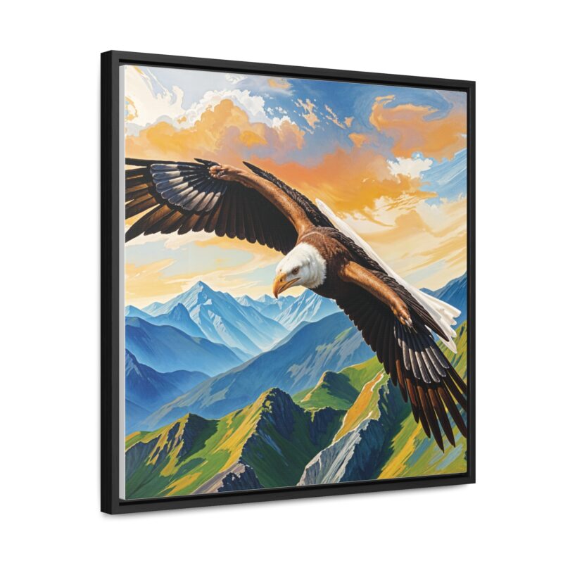 Canvas Wrap: Majestic Eagle in Flight Over Mountains - Image 34
