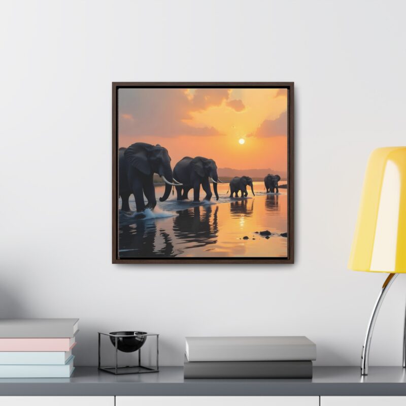 Canvas Wraps - Elephants Crossing a River at Dawn - Image 24