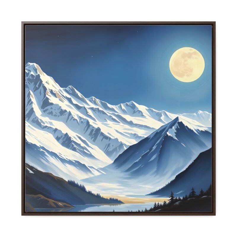 Canvas Wraps - Snow-Capped Mountains Under a Full Moon - Image 53