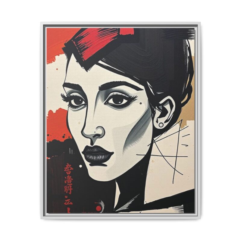 Wall Art Print of A black and white abstract portrait of a woman's face - Image 94