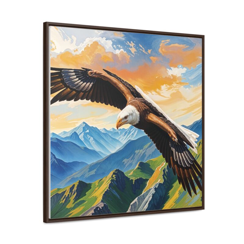 Canvas Wrap: Majestic Eagle in Flight Over Mountains - Image 62