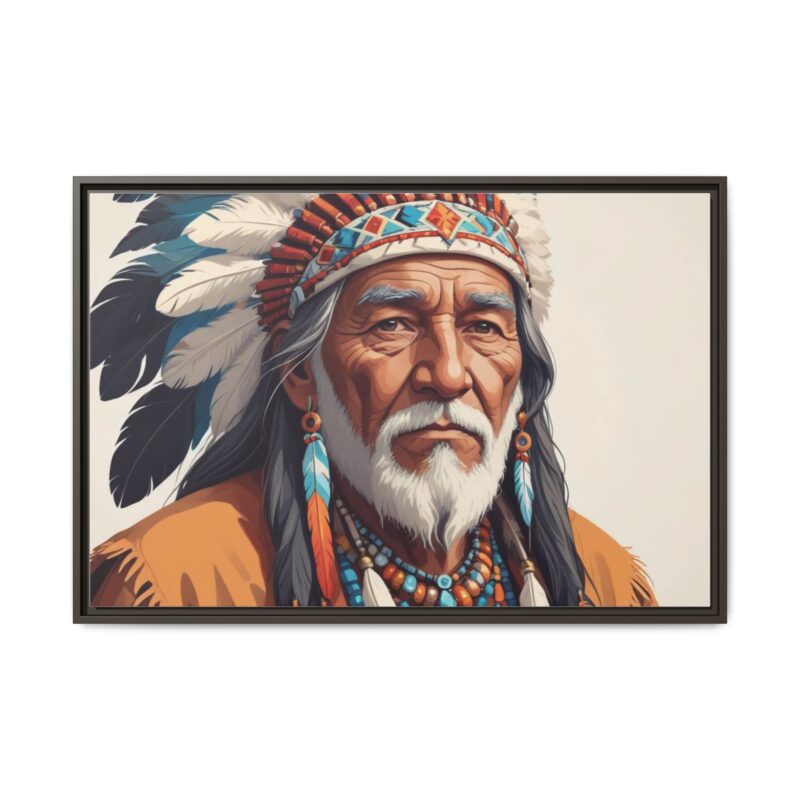 Matte Canvas, Framed elderly Native American man - Image 96