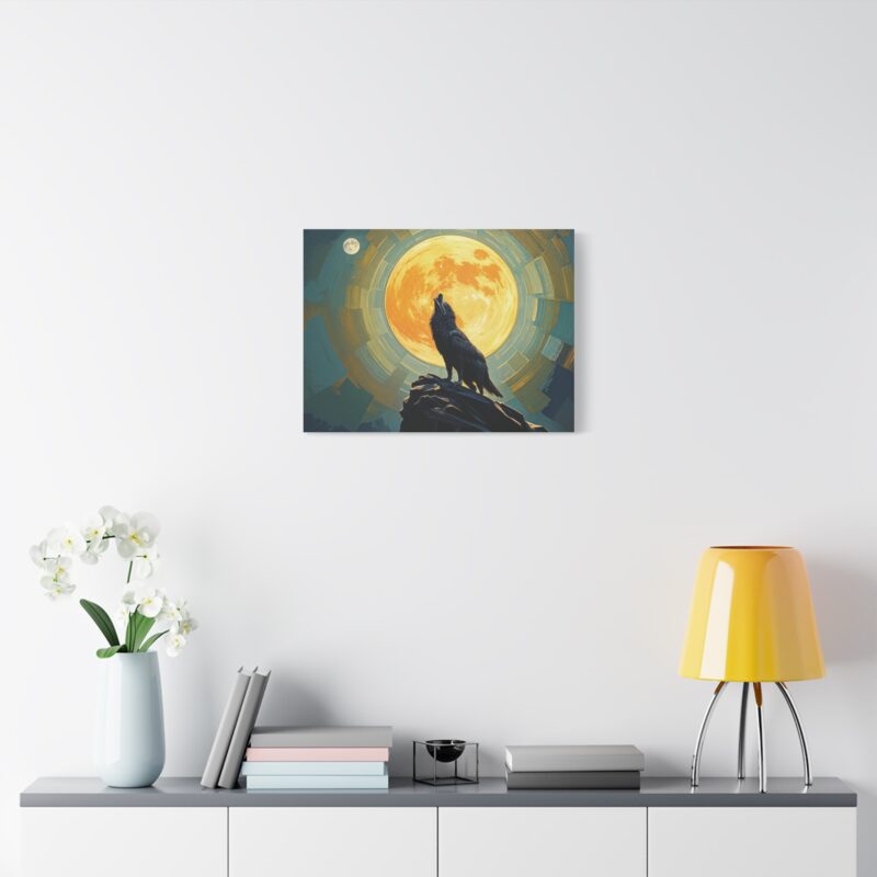 Wolf Howling at the Full Moon Canvas Print Wall Art - Image 19