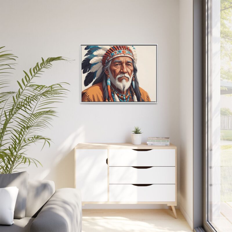 Matte Canvas, Framed elderly Native American man - Image 112