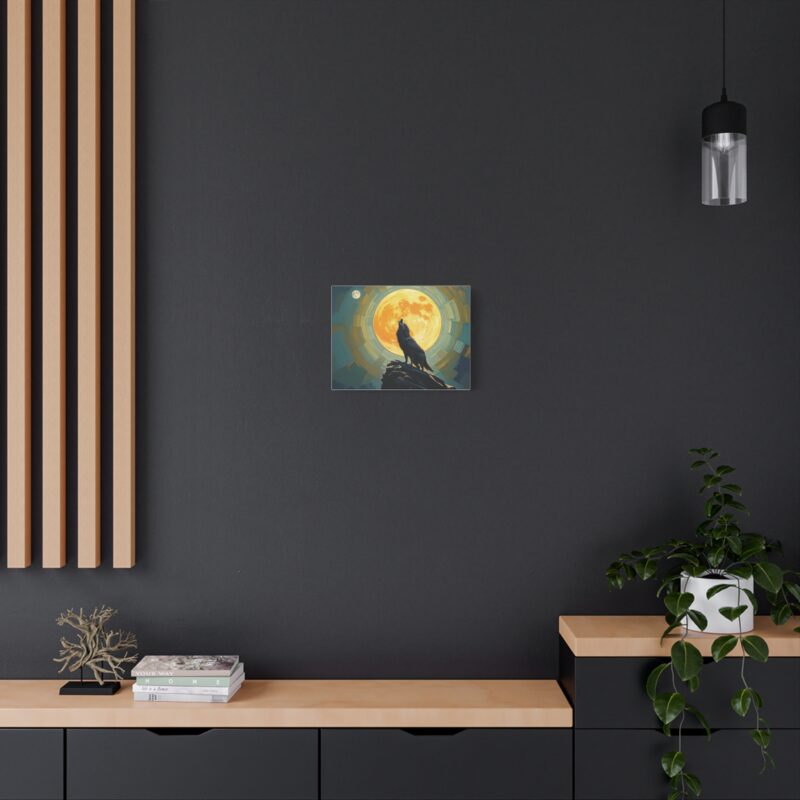 Wolf Howling at the Full Moon Canvas Print Wall Art - Image 4