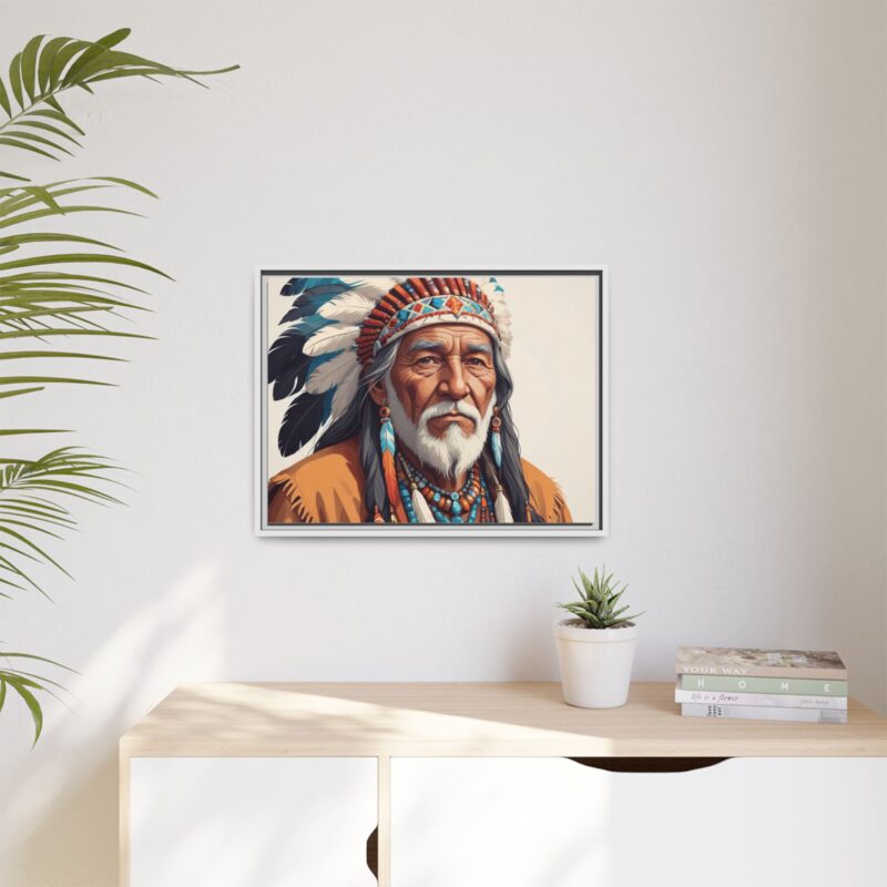 Matte Canvas, Framed elderly Native American man - Image 80