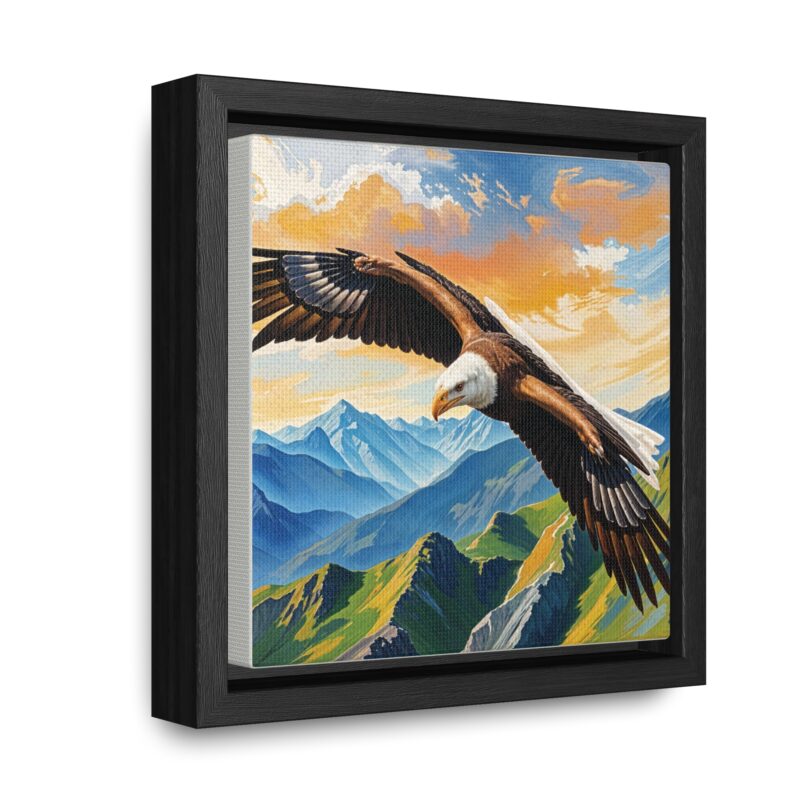 Canvas Wrap: Majestic Eagle in Flight Over Mountains - Image 6