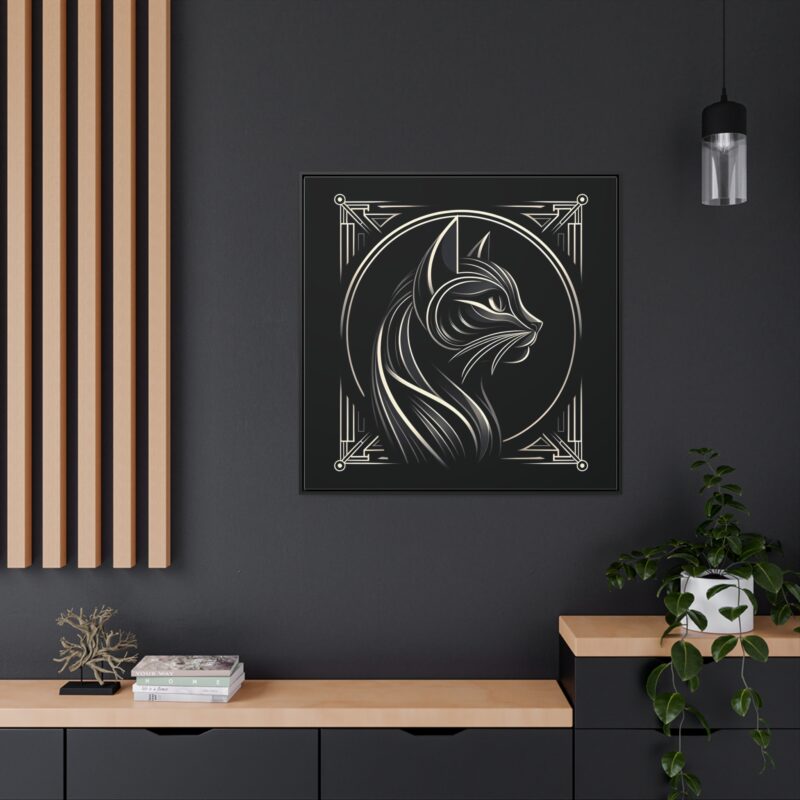 Sophisticated Black Cat in Art Deco Style - Elegant Metallic Wall Art - Image 5