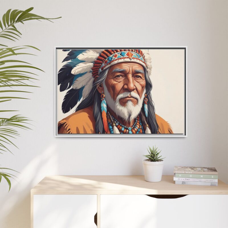 Matte Canvas, Framed elderly Native American man - Image 104