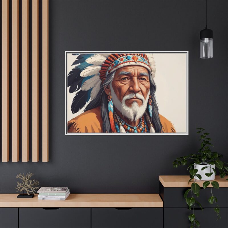 Matte Canvas, Framed elderly Native American man - Image 117