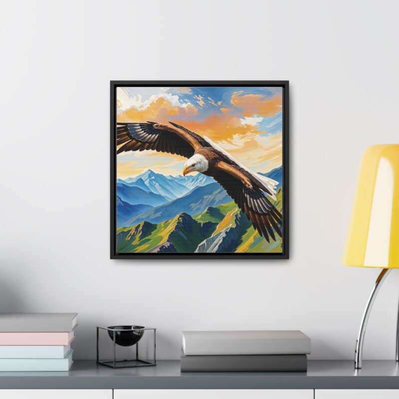 Canvas Wrap: Majestic Eagle in Flight Over Mountains - Image 28