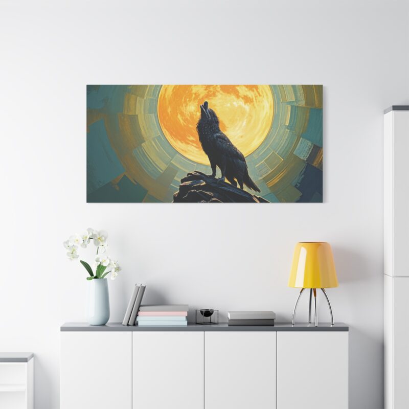 Wolf Howling at the Full Moon Canvas Print Wall Art - Image 51
