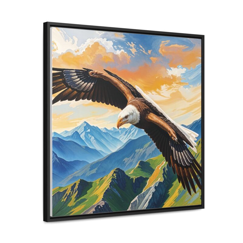 Canvas Wrap: Majestic Eagle in Flight Over Mountains - Image 42
