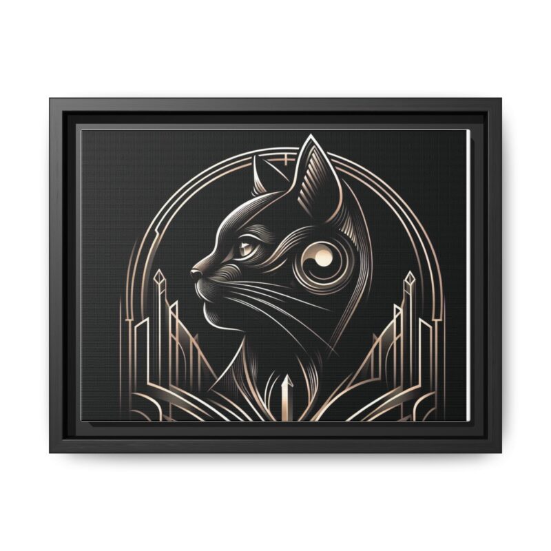 Elegant Art Deco Black Cat Canvas - Dark and Luxurious Wall Art Design