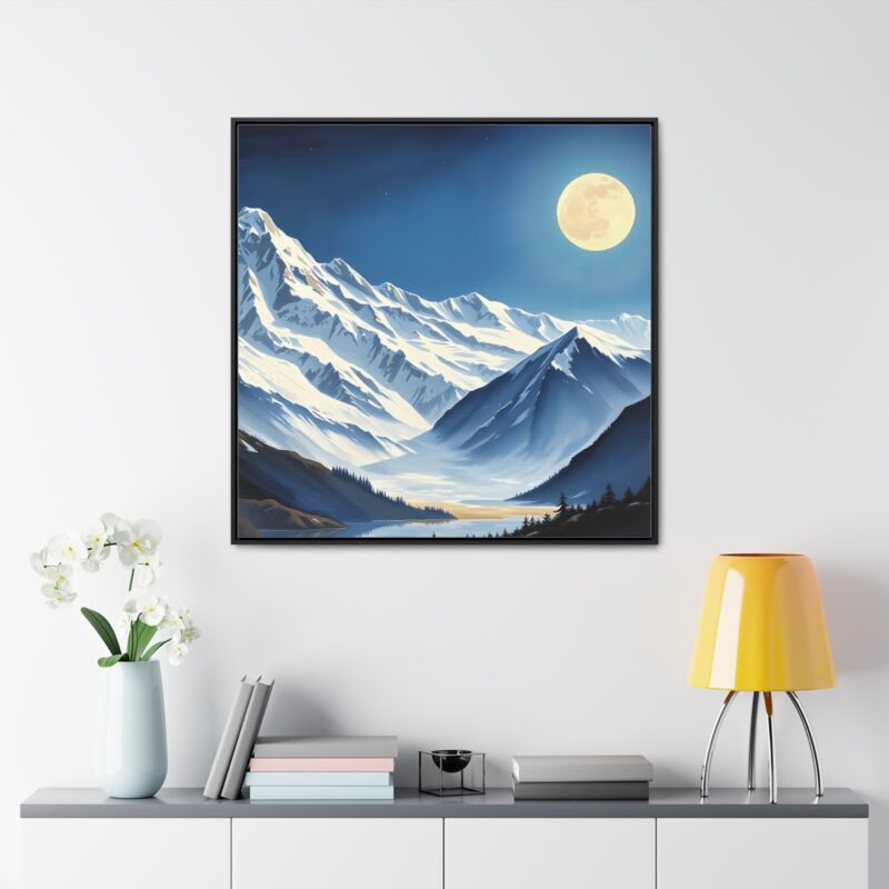 Canvas Wraps - Snow-Capped Mountains Under a Full Moon - Image 44