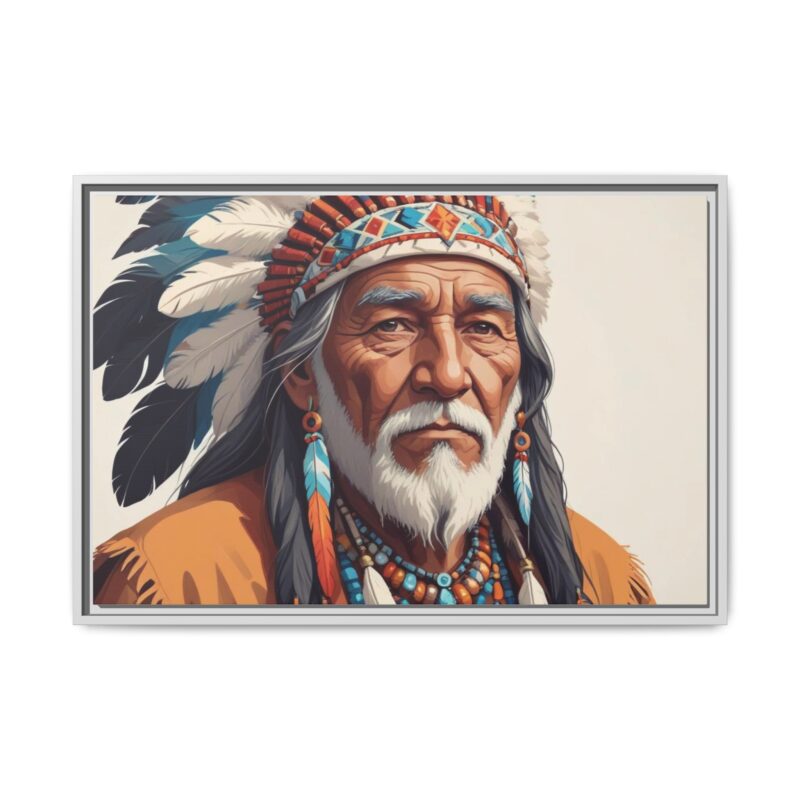 Matte Canvas, Framed elderly Native American man - Image 86