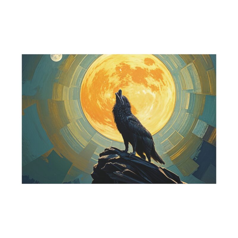 Wolf Howling at the Full Moon Canvas Print Wall Art - Image 65
