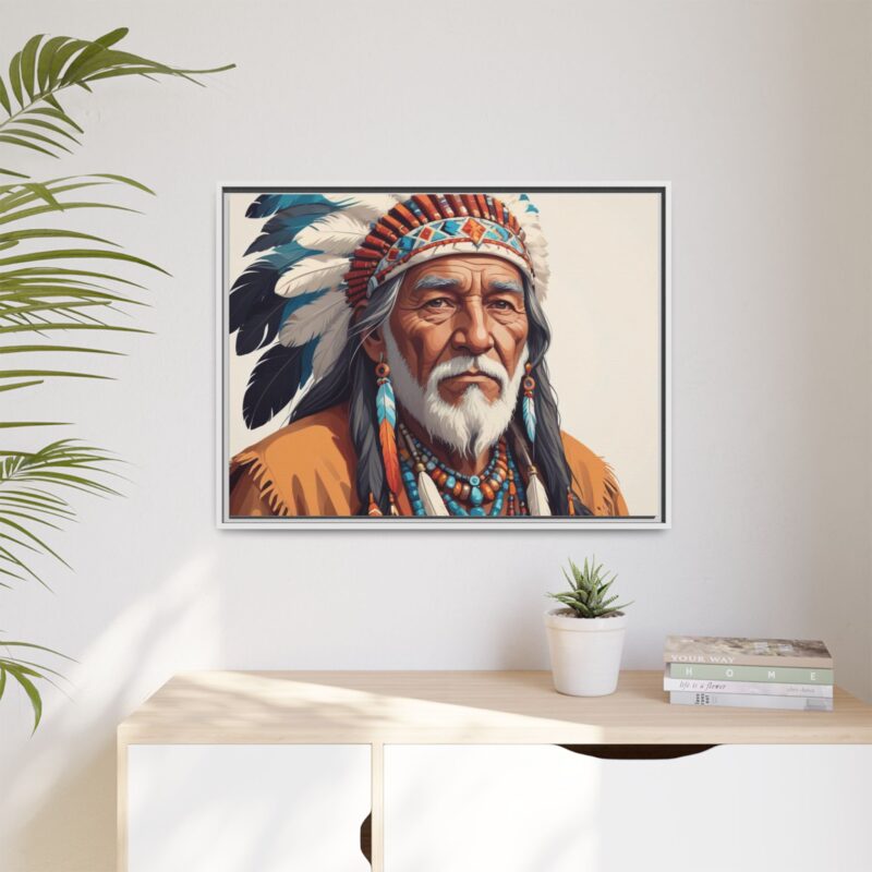 Matte Canvas, Framed elderly Native American man - Image 94