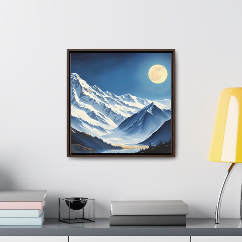 Canvas Wraps - Snow-Capped Mountains Under a Full Moon - Image 24