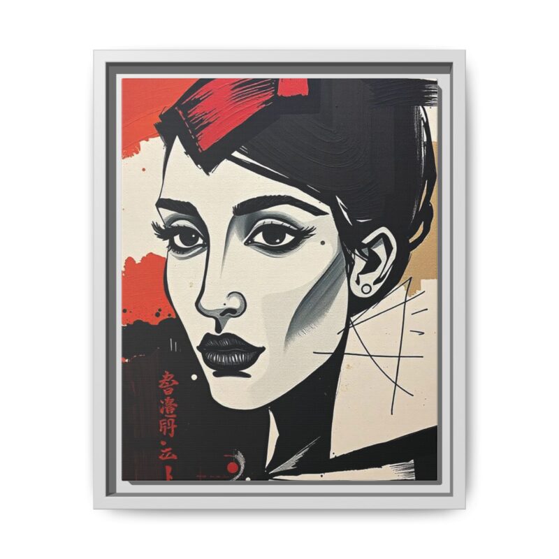 Wall Art Print of A black and white abstract portrait of a woman's face - Image 42