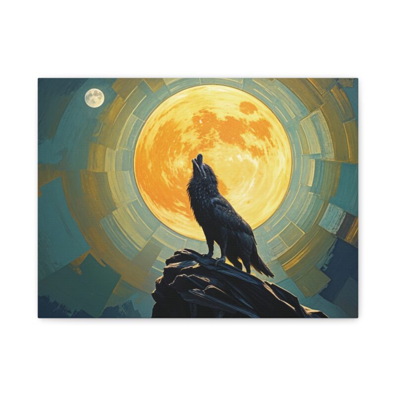 Wolf Howling at the Full Moon Canvas Print Wall Art - Image 2