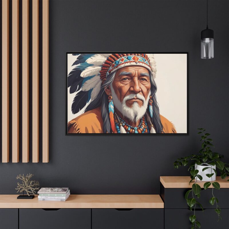 Matte Canvas, Framed elderly Native American man