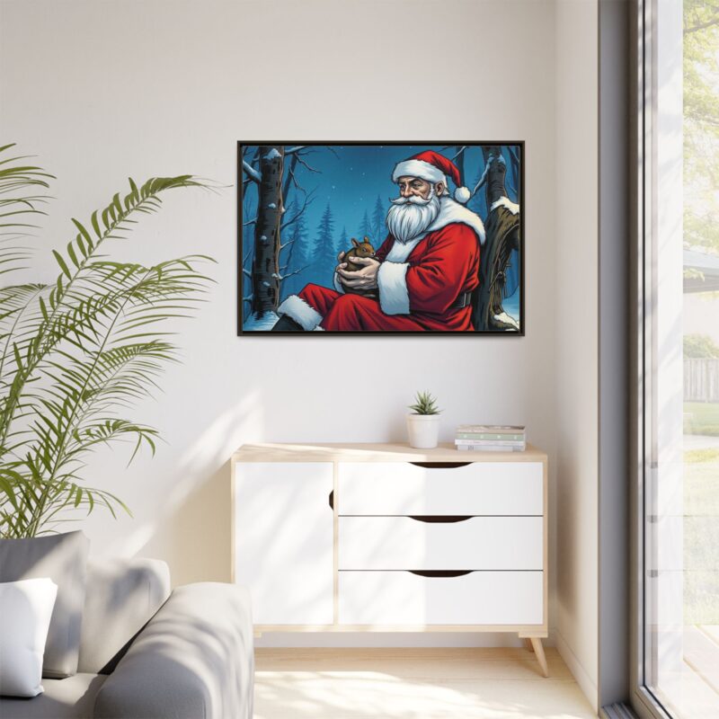 Canvas Art of Santa's Gentle Moment in the Snowy Woods - Image 116