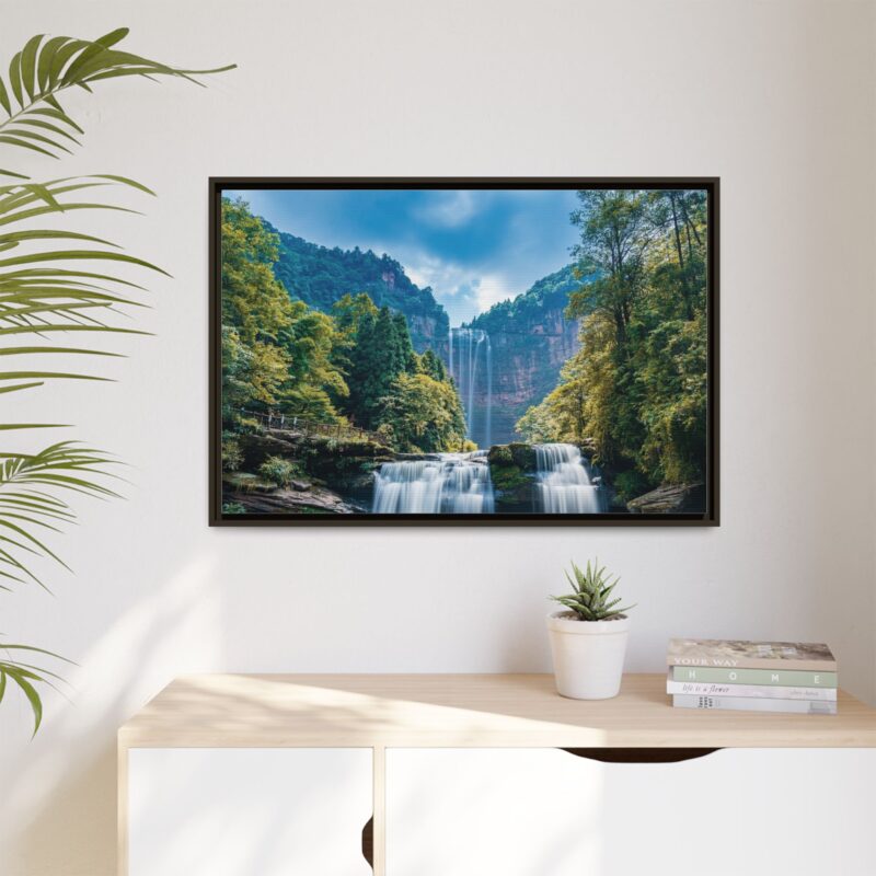 Canvas Wall Art - Waterfall Mountain Landscape - Image 99